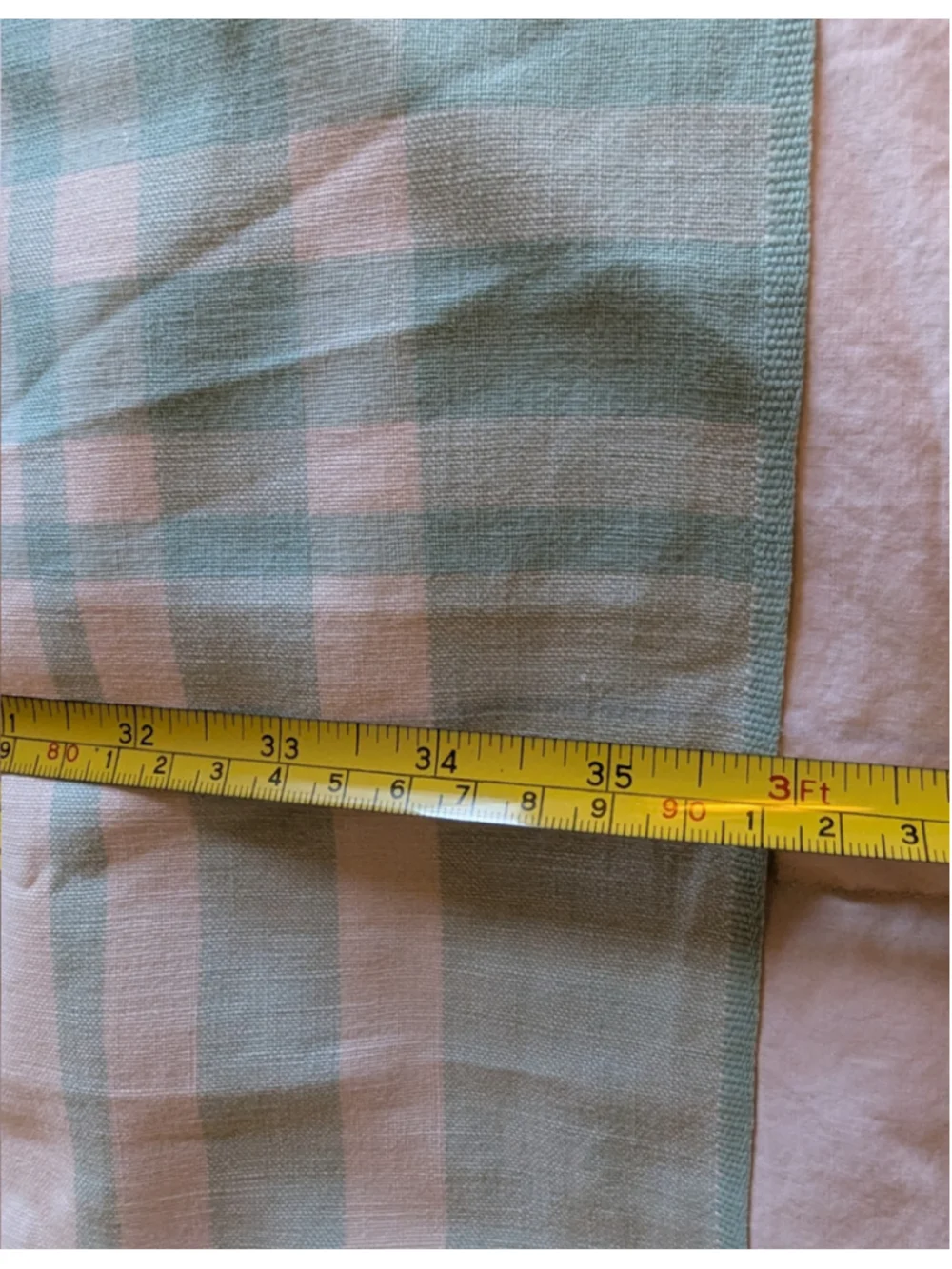 Vintage Unbranded Tablecloth Linen White Green Plaid 34